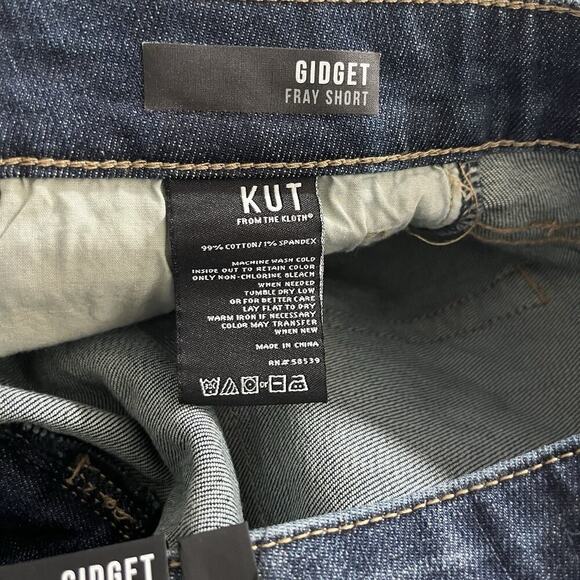 Kut From The Kloth Gidget Raw Hem Fray Jean Shorts Size 8 Dark Denim Summer NWT - Picture 6 of 7